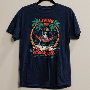 DOM "Living my Best Life" blue t shirt-M